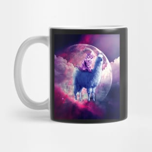 Outer Space Galaxy Kitty Cat Riding On Llama Mug